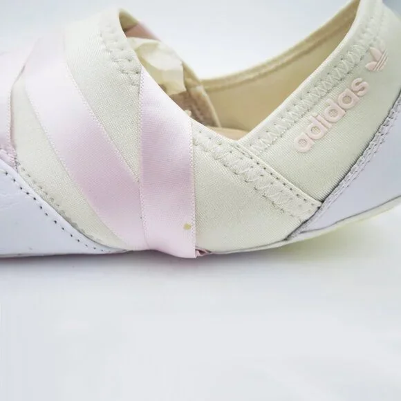 RARE Adidas Ballet Fu Low White Light Pink Ribbon Size 9 2012 - Picture 8 of 15